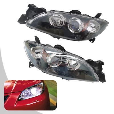 Halogen Headlights Front Lamps For 2004-2007 2008 2009 Mazda 3 Left+Right  Pair Foto 1 de 4