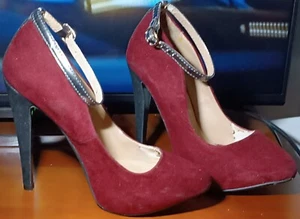Zara Trafaluc Borgoña Rojo Imitación Gamuza Tacones Altos EUR 36 UK 3-3.5 EE. UU. 5 -5.5 - Imagen 1 de 6