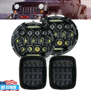 For Jeep Wrangler TJ CJ 7"inch LED Headlights + LED Tail Lights Brake Combo Kit - Bild 1 von 12