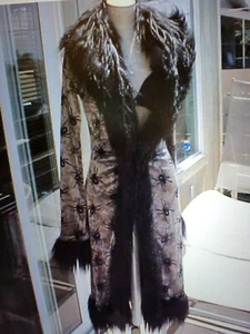 Betsey Johnson black widow spider faux fur opera coat size S/M RARE vintage - Picture 1 of 4