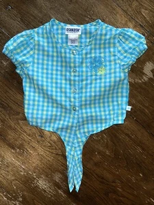 Vintage Oshkosh 12 Month Blue & Yellow Check Button-Up Shirt EUC - Picture 1 of 6