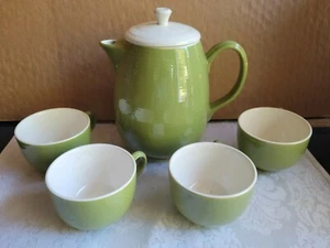 Vintage Retro Olive/Avocado Green 5pc Coffee Pot and Cups Set - Picture 1 of 4