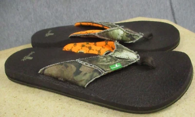 Sandalias chanclas de goma Sanuk Camoflauge 11 para hombre marrón sin cordones Foto 1 de 4