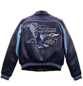 NUEVA Chaqueta de Cuero Avirex Para Hombre Estilo Nitro Run NYC 75 Parche Águila Negra Nueva con Etiquetas - Imagen 1 de 6