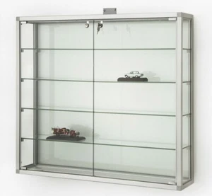 Wandvitrine hängend Sammler beleuchtet 100 cm Schloss Profil quadratisch Spiegel - Bild 1 von 3