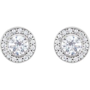 Chaqueta para pendientes Halo Diamond 14K blanco amarillo oro rosa platino 6 tallas - Imagen 1 de 9