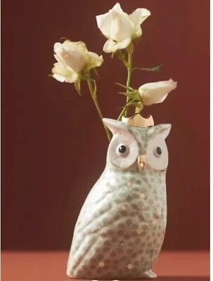 Jarrón de cerámica Anthropologie Winterland búho nuevo en caja 🦉 Foto 1 de 4