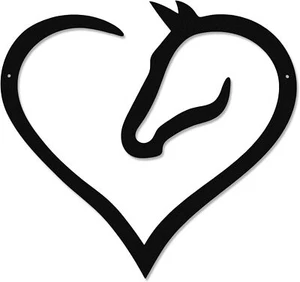 Metal Horse Heart Sign Horse Decor for Art Wall Horse Head Western Room Decor - Picture 1 of 2
