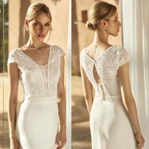 Vestido de novia Topper Chaqueta para Novia Blanco Marfil Encaje Top Accesorios 8 10 12 - Imagen 1 de 9