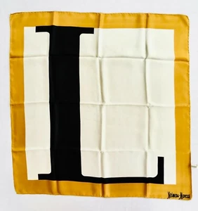 Bufanda de seda vintage Neiman-Marcus multicolor L inicial 30" cuadrada hecha en Italia - Imagen 1 de 4