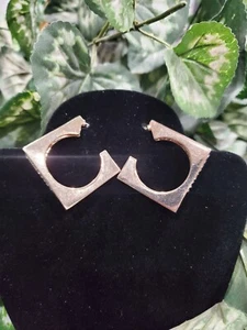 Traci Lynn Gold Plated with Crystal Square Hanging Hoop Stylish Earrings  - Picture 1 of 8