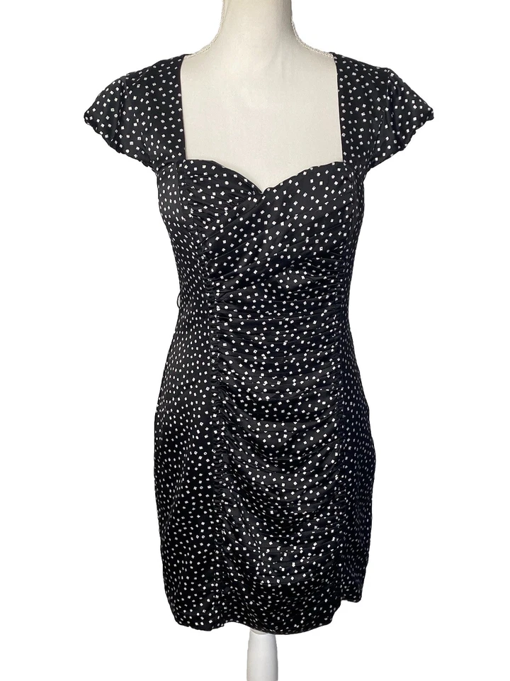 Vestido retro vintage Y2K Guess para mujer a lunares negro blanco cuadrado top talla 10 Foto 1 de 4