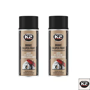 BLACK CALIPER PAINT SPRAY x 2 K2 PRO HIGH GLOSS HEAT RESISTANT 400ML A3010 - Picture 1 of 11