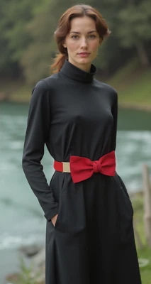 Mujeres Moda Cinturón Placa Dorada Banda Elástica Rojo Imitación Cuero Pajarita Hebilla S M L Foto 1 de 4