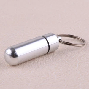 Alu. Alloy Waterproof Mini Pill Case Box Medicine Storage Container Keychain Nm - Picture 1 of 2