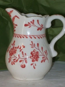 ANDREA BY SADEK PORCELAIN PITCHER 4 INCHES TALL WITH RED FLORAL DESIGN WILLIAMSB - Picture 1 of 6