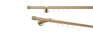 Gardinenstange auf Maß Innenlauf Kappe Wandabstand 12cm Farbe: Messing-Matt - Bild 1 von 46