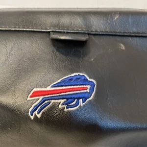 Mens Buffalo Bills Black Faux Leather Travel Toiletry Saddle Bag Zip Close - Picture 1 of 14
