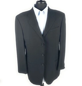 Mani Mens 3 Button Notched Lapel Blazer Jacket Black 44R - Picture 1 of 6