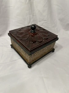 decoración hogar caja almacenamiento metal flor - Imagen 1 de 8