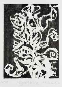 H. EBERSBACH (*1940), Feuerspeier,  1993, Holzschnitt Moderne Abstrakt 1990-1999 - Bild 1 von 5