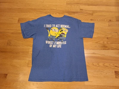 Boys M short sleeve tee t-shirt top Despicable Me Minions Cartoon Funny Blue - Image 1 of 2