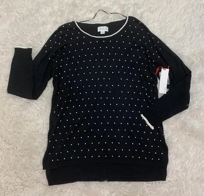 ELLE black polka dot sweater medium - Image 1 of 4