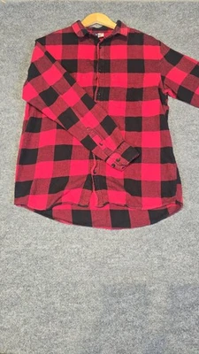 H&M Divided Mens Flannel Shirt  Red/Black Checkered Cotton Divided Size M - Image 1 of 4