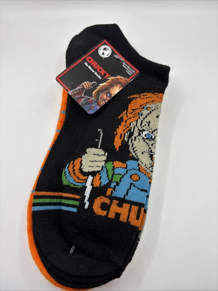 Pack of 3 - Universal No-Show Socks Women 4-10 Multicolor Chucky/Tiffany Graphic