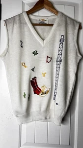 Vintage Shirlee Designs Pullover Weste Creme Gr. M Texas Western bestickt Prairie - Bild 1 von 9