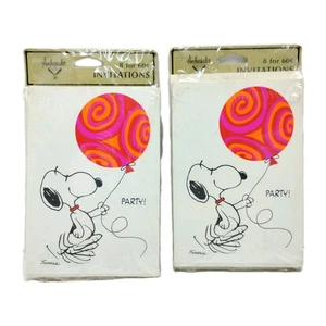 Peanuts Snoopy Vintage 2 Hallmark Ambassador Invitations Birthday Party NOS NEW - Picture 1 of 11