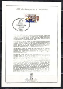 Germany 1977 Erstausgabe FDC Mi 947 Sc 1261 German telephone centenary - Picture 1 of 2
