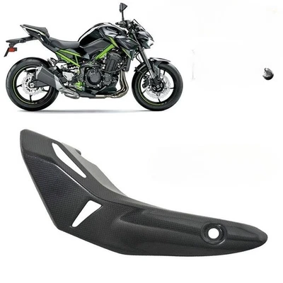 For Kawasaki Z900 Real Carbon Fiber Exhaust Hood Heat Insulation Plate Cover - Image 1 of 4
