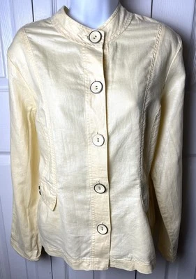 CHICOS Jacket Marcella Easy Sheen Yellow NWT Button Down Long Sleeve - Image 1 of 4