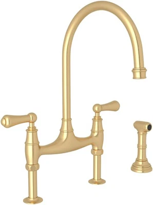 Grifos de fregadero de cocina Rohl U.4719L-SEG-2 Perrin & Rowe, oro inglés satinado Foto 1 de 4