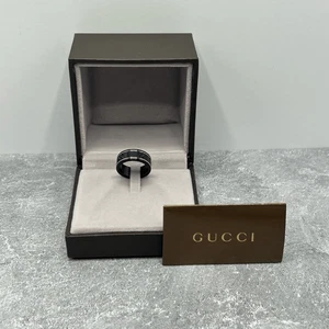 NWT Authentic Gucci Icon Thin Band Ring in Platinum white Gold Interlocking G Wi - Picture 1 of 13