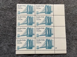 Brooklyn Bridge 1883-1983 USA 20 Cents Unused Lot of 8 Postage Stamps - Picture 1 of 1