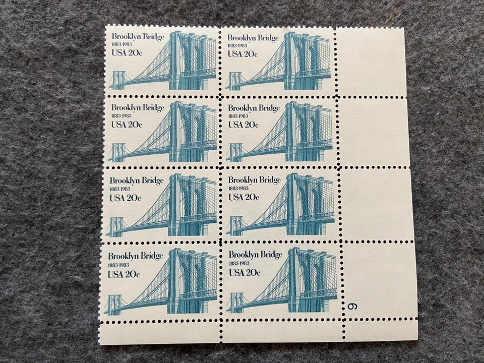 Brooklyn Bridge 1883-1983 USA 20 Cents Unused Lot of 8 Postage Stamps - Image 1 of 1