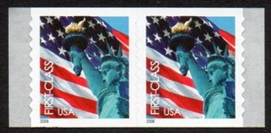 3970 (39c) Statue of Liberty & Flag coil pair MNH - Picture 1 of 1