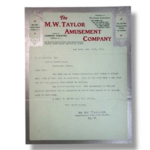 1904 Taylor Amusement Co. Coburn Opera House Skowhegan Signed Performance Letter - Picture 1 of 2