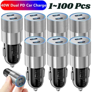 40W Dual USB Type-C Fast Car Charger Adapter For iPhone iPad Android Samsung Lot - Picture 1 of 10