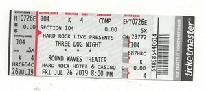 Three Dog Night July 26, 2019 Atlantic City Untorn Ticket - Picture 1 of 1