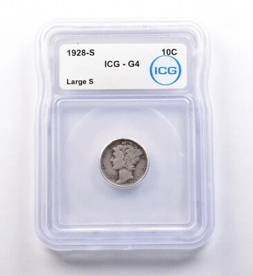 1928-S Mercury Dime Large S G4 ICG *9719 - Image 1 of 3