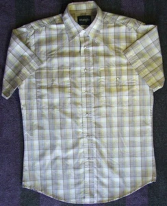WRANGLER HERREN WESTERN PEARL DRUCKKNOPF HEMD - GRÖSSE MEDIUM - KURZARM - HERVORRAGENDER ZUSTAND - Bild 1 von 5