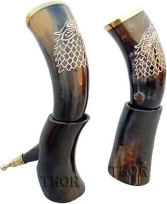 Taza de cuerno de lobo para beber jarra para cerveza vino hidromiel ale cuerno vikingo cuerno para beber Foto 1 de 4