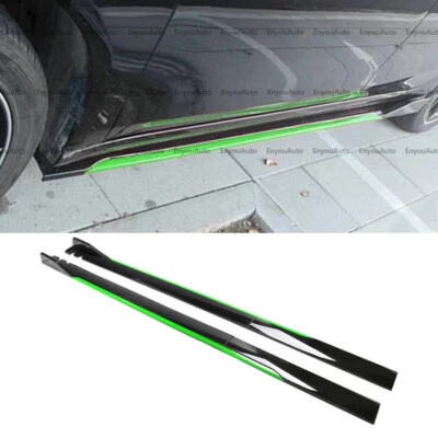 For Acura Integra 86" Side Skirt Extension Rocker Panel Splitter Black Green - Image 1 of 4