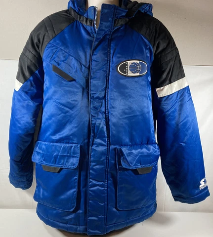 VTG Starter Orlando Magic NBA BASKETBALL Hooded Puffer JACKET MENS Sz L Retro Cover