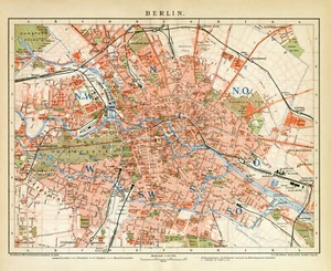 Berlin historischer Stadtplan Deutschland Deutsches Reich Lithographie ca. 1892 - Bild 1 von 10