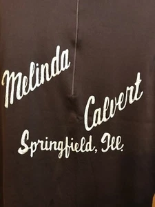 Vtg 80s Bowling Shirt 2X Brown Short Sleeve Name: Melinda Calvert Springfield IL - Picture 1 of 6