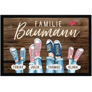 Fußmatte Personalisiert Familie bis zu 4 Kinder Aufdruck Turnschuhe Farben - Bild 1 von 3